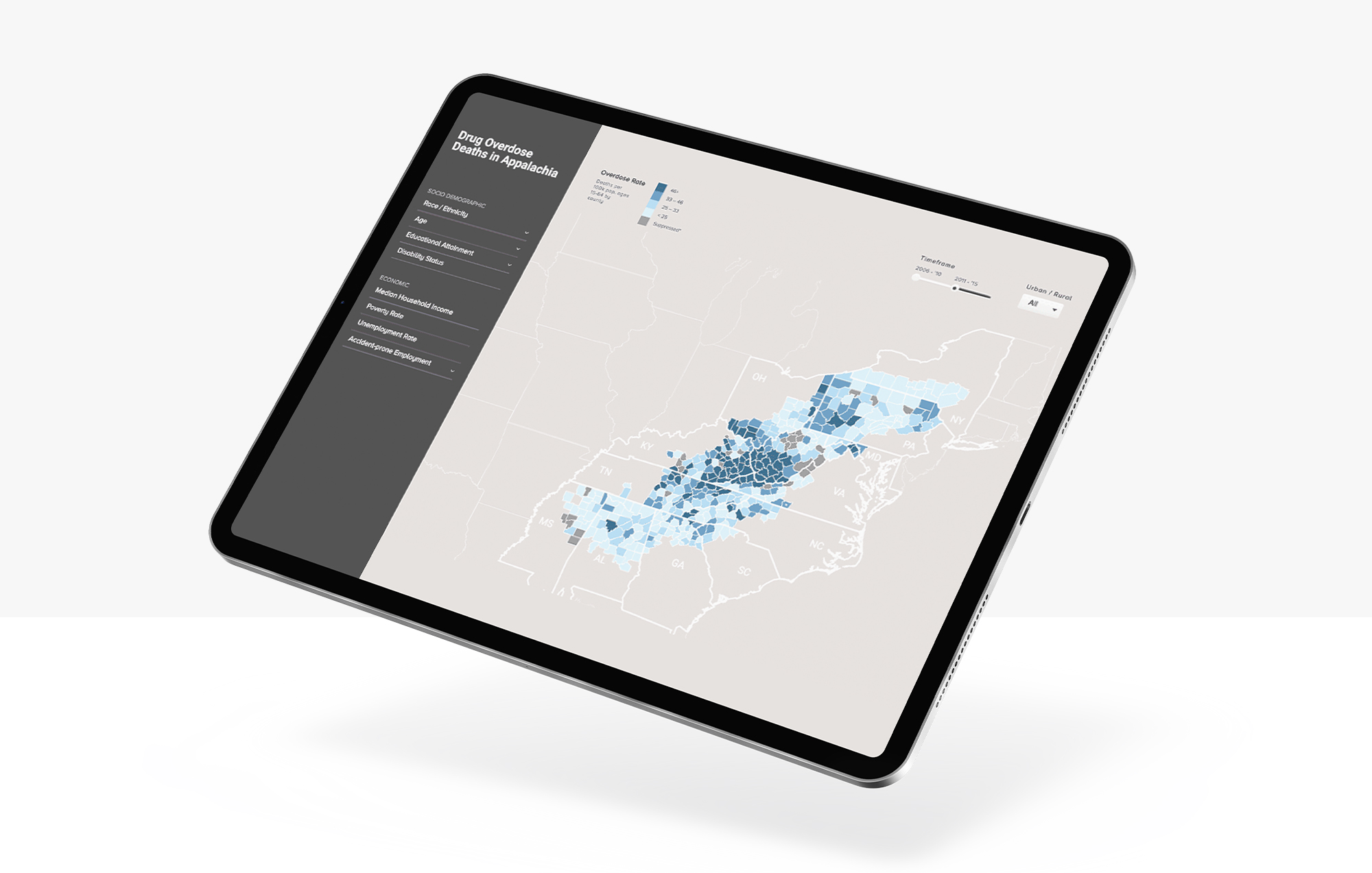 Tablet with map visualization