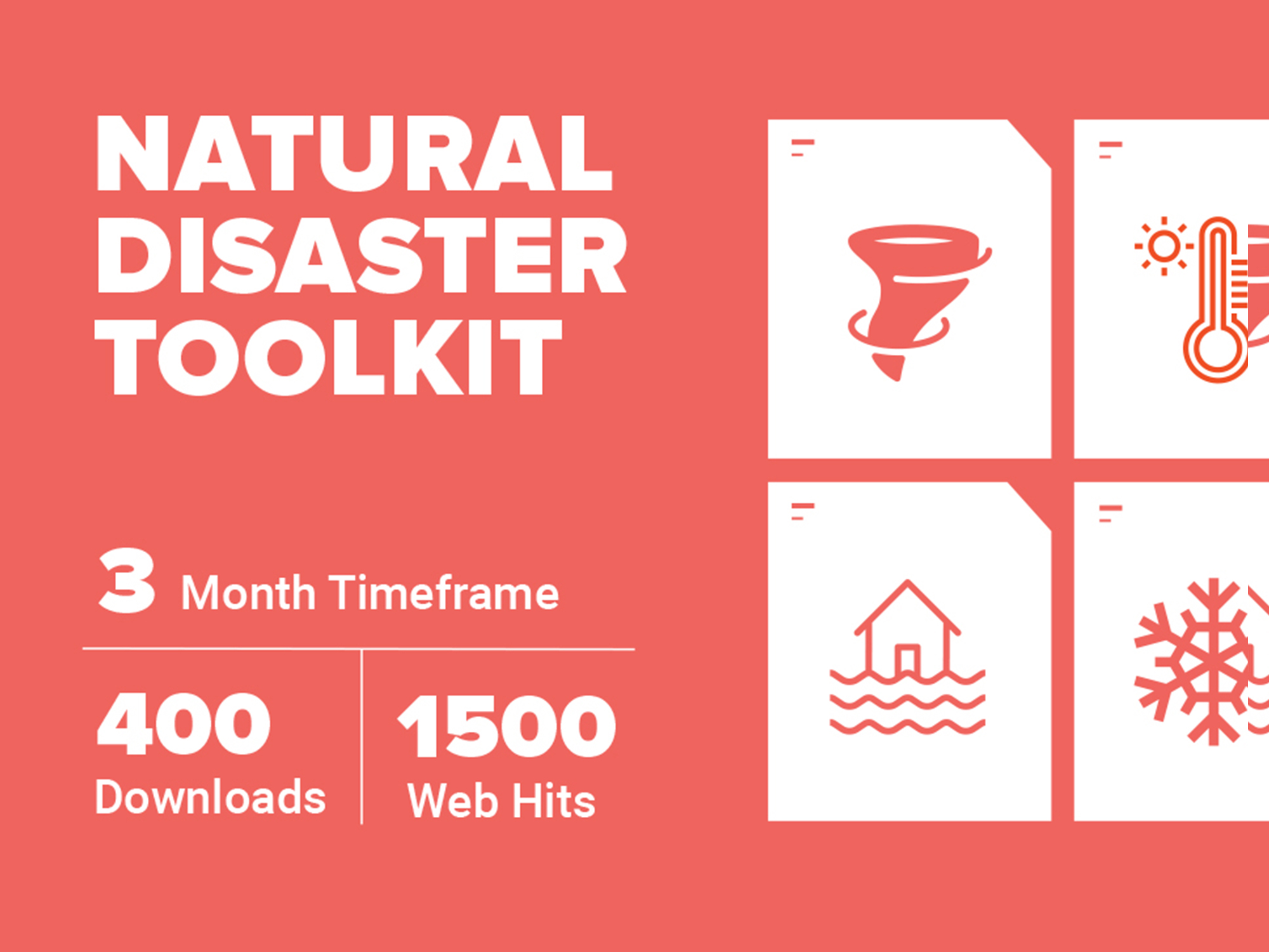 Red and white infographic with large text reading "Natural Disaster Toolkit"