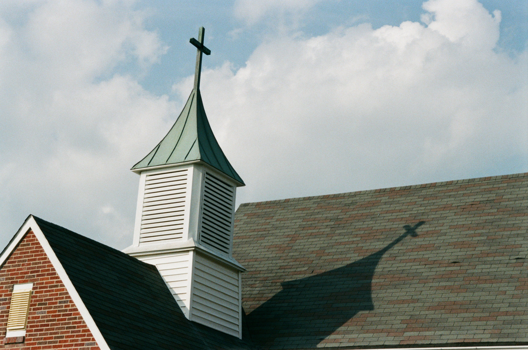 roof of church with steeple shadow